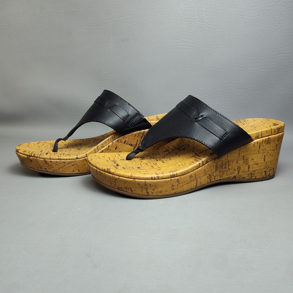 Vionic Atlantic Cameron Natural Womens Faux Leather Cork Thong Wedge Sz 7 - Picture 2 of 16
